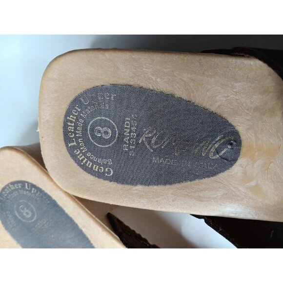 Vtg Romano Randi Sandals Clogs Women's 8 Brown Suede Leather Block Heel  Italy - Picture 3 of 6